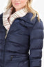 Burberry Navy Quilted Cinched Waist Puffer Jacket Size M