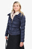 Burberry Navy Quilted Cinched Waist Puffer Jacket Size M