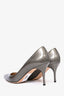 Manolo Blahnik Grey Patent Leather Pointed Heels Size 40