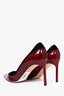 Manolo Blahnik Burgundy/Black Patent Leather Pointed Heels Size 40