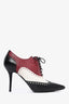 Gucci Burgundy/Black Lace Up Pointed Brogue Heels Size 40 (As Is)