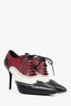 Gucci Burgundy/Black Lace Up Pointed Brogue Heels Size 40 (As Is)