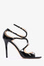 Jimmy Choo Black Patent Leather Strappy Heels Size 40