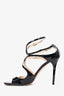 Jimmy Choo Black Patent Leather Strappy Heels Size 40