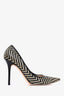 Jimmy Choo Black/Gold Woven Leather Pointed Heels Size 40