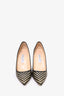 Jimmy Choo Black/Gold Woven Leather Pointed Heels Size 40