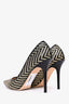 Jimmy Choo Black/Gold Woven Leather Pointed Heels Size 40