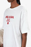 Prada White/Red Milano Logo T-Shirt Size Medium