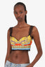 Versace Multicolor Print Silk Bralette Top Size 38