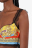 Versace Multicolor Print Silk Bralette Top Size 38