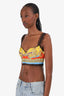 Versace Multicolor Print Silk Bralette Top Size 38