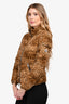 Moncler Brown Leopard Printed Bady Giubbotto Jacket Size 0