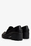 Tod's Black Brushed Leather Logo Plaque Platform Loafers Size 37.5