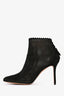 Alaïa Black Suede Lasercut Ankle Booties Size 39