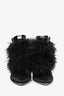 Manolo Blahnik Black Satin Ostrich Feather 'Oterala' Ankle Boots Size 38.5