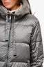 Max Mara Grey Quilted Down 'The Cube' Coat with Fur Lined Hood Size US 2