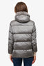 Max Mara Grey Quilted Down 'The Cube' Coat with Fur Lined Hood Size US 2