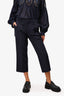 Marni Navy Blue Pleated Virgin Wool/Silk Cropped Trousers Size 40