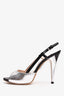 Miu Miu Silver/Black Perforated Leather Heels Size 37