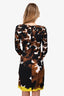 Roberto Cavalli Brown/Yellow Printed Ruched Dress Size 42