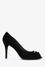 Stuart Weitzman Black Suede Peep Toe Heels Size 9.5