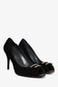 Stuart Weitzman Black Suede Peep Toe Heels Size 9.5