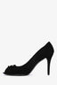 Stuart Weitzman Black Suede Peep Toe Heels Size 9.5