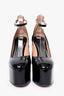 Valentino Black Patent Leather Platform 'Tan-Go' Heels Size 38.5