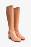 Gucci Beige Leather GG Logo Toe Cap Knee High Boots Size 38