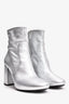 Prada Silver Metallic Square Toed Ankle Boots Size 38.5