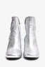 Prada Silver Metallic Square Toed Ankle Boots Size 38.5