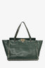 Valentino Green Leather Rockstud Tote with Strap