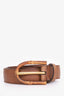 Gucci Brown Leather Bamboo Buckle Belt Size 95.38