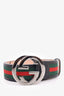 Gucci Black Web Canvas GG Buckle Belt Size 85.34