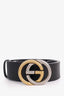 Gucci Black Leather Two Tone GG Buckle Size 95.38