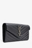 Saint Laurent 2018 Black Chevron Leather Large Cassandre Wallet