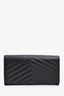 Saint Laurent 2018 Black Chevron Leather Large Cassandre Wallet