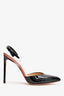 Francesco Russo Black/Pink Patent Leather Slingback Pumps Size 36.5