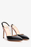 Francesco Russo Black/Pink Patent Leather Slingback Pumps Size 36.5