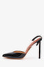 Francesco Russo Black/Pink Patent Leather Slingback Pumps Size 36.5