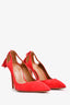 Aquazzura Red Suede Fringe Tassel Pumps Size 36.5