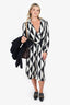 Diane von Furstenberg Black/White Printed Wrap Dress Size 6