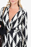 Diane von Furstenberg Black/White Printed Wrap Dress Size 6