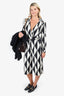 Diane von Furstenberg Black/White Printed Wrap Dress Size 6