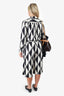 Diane von Furstenberg Black/White Printed Wrap Dress Size 6