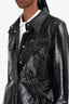 Alexa Chung Black Crinkled Faux Patent Leather Jacket Size 10