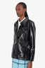 Alexa Chung Black Crinkled Faux Patent Leather Jacket Size 10