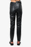 Agolde Black Recycled Leather Criss Cross Button Up Straight Leg Pants Size 25