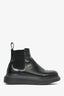 Alexander McQueen Black Leather Logo Chelsea Boots Size 35.5