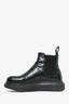 Alexander McQueen Black Leather Logo Chelsea Boots Size 35.5